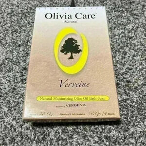 Olivia Care Bath and Body Bar Verbena Soap 4 Pack Gift Box Organic, Vegan & NIB